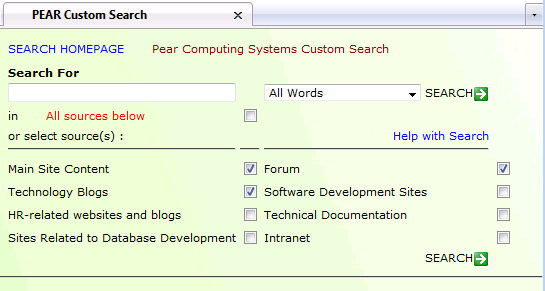 Example of custom search screen
